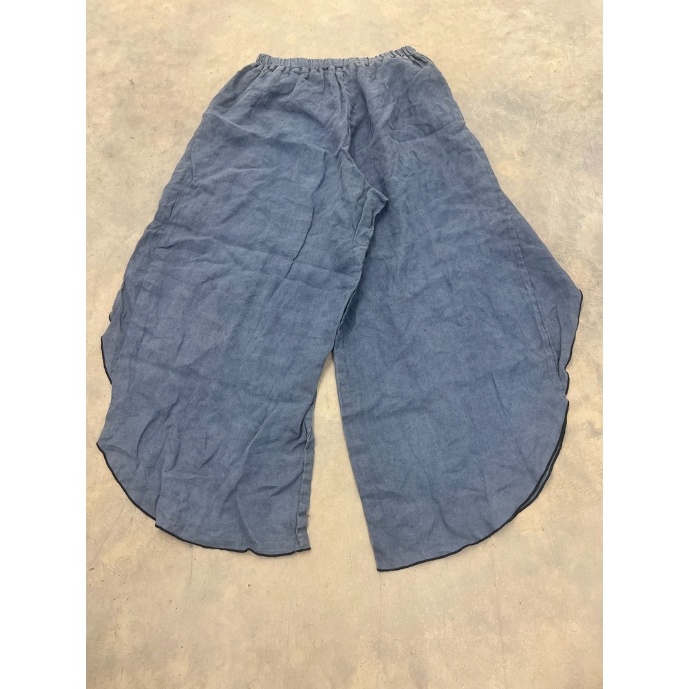 Cynthia Ashby Pants Womens Small Blue Contrast Trim Tulip Leg Vacation Festival - Picture 2 of 6